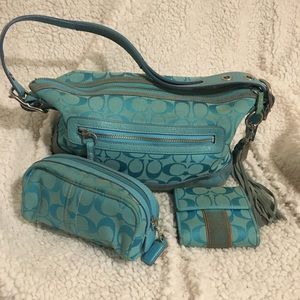 Coach handbag, cosmetic bag & billfold